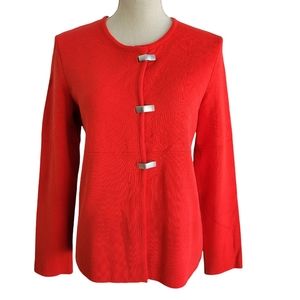Saint James Christmas Red Wool Cardigan Sweater with‎ Silver Toggle Closure
